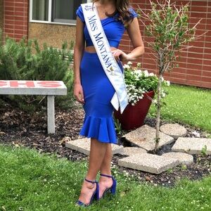 bebe Royal Blue Skirt Set